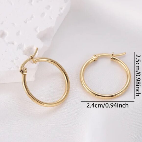 1 Pair Vintage Style Simple Style Round Plating Titanium Steel 18K 25cm - Picture 2 of 4